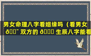 男女命理八字看姻缘吗（看男女 🐯 双方的 🐋 生辰八字能看出姻缘吗）